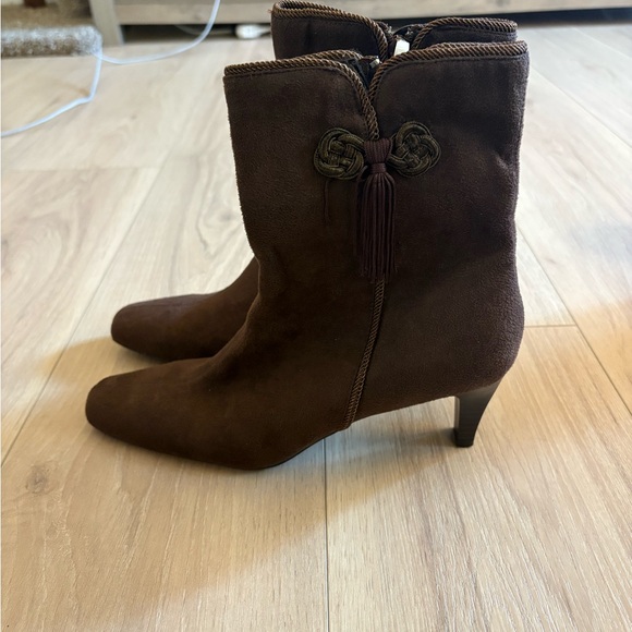 Studio Works Brown faux Suede Heeled Boots - Picture 3 of 6